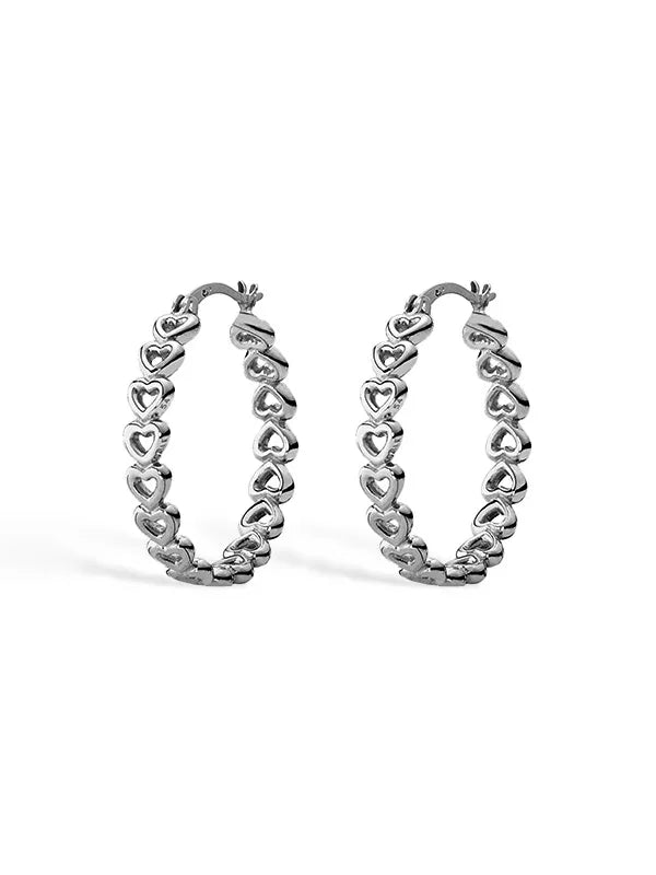 Rhodium-Plated True Love Hoops