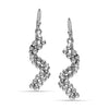 925 Sterling Silver Rhodium Plated Diamond-Cut Long Twisted Beaded Snake Style Drop Dangle Earrings for Women