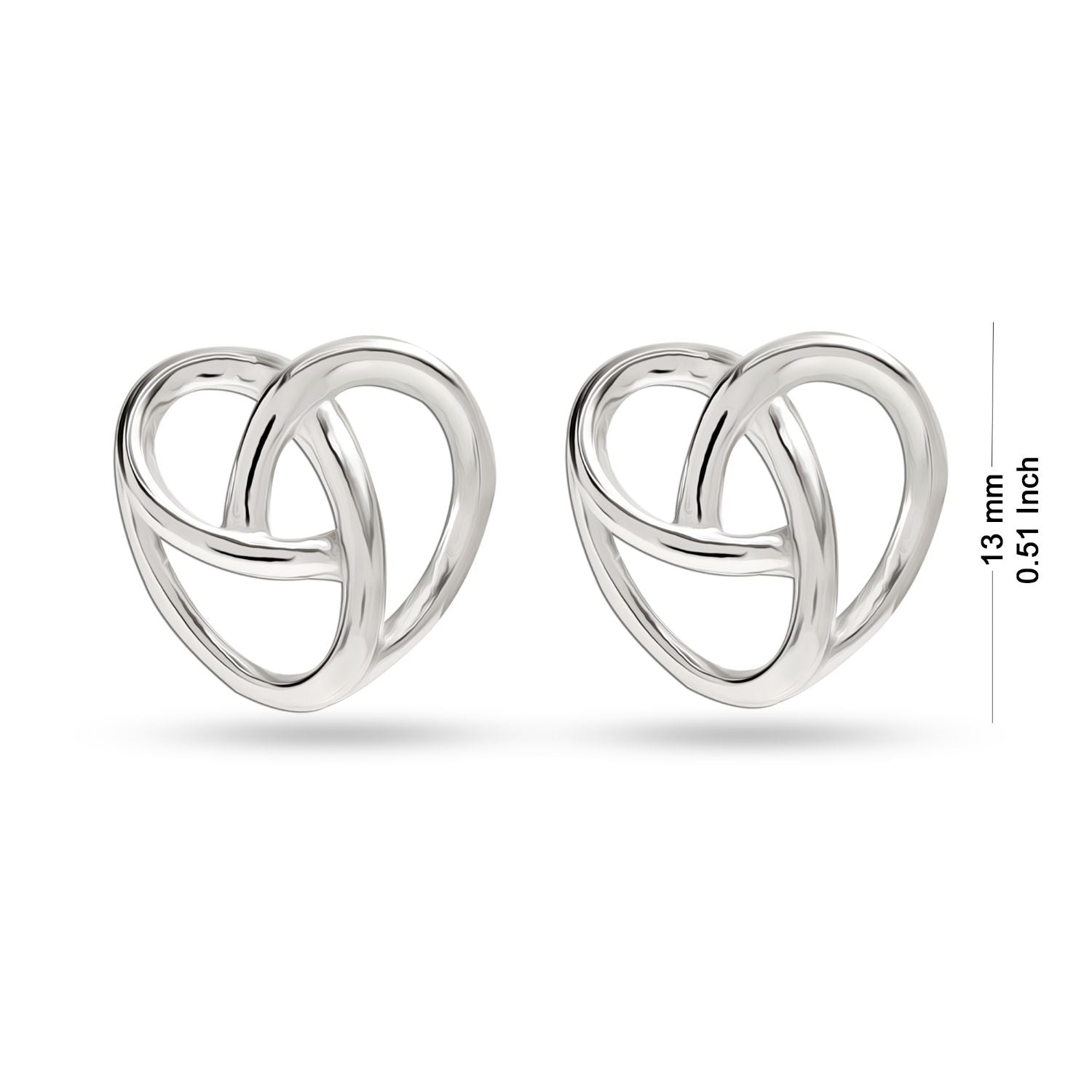 925 Sterling Silver Heart Rhodium Celtic-Knot Stud Earrings for Women Girls