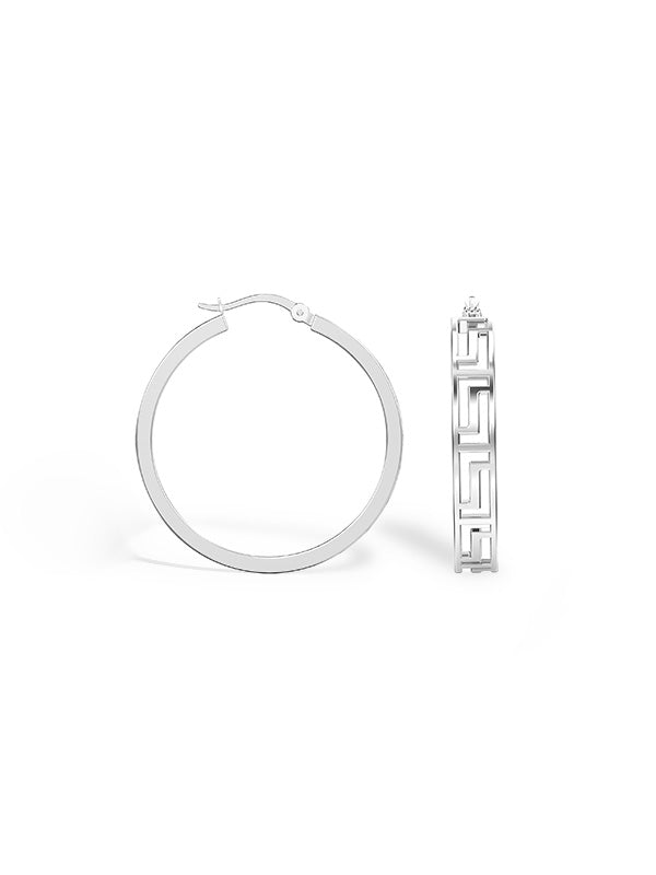 Greek Wall Pattern Hoops 30mm