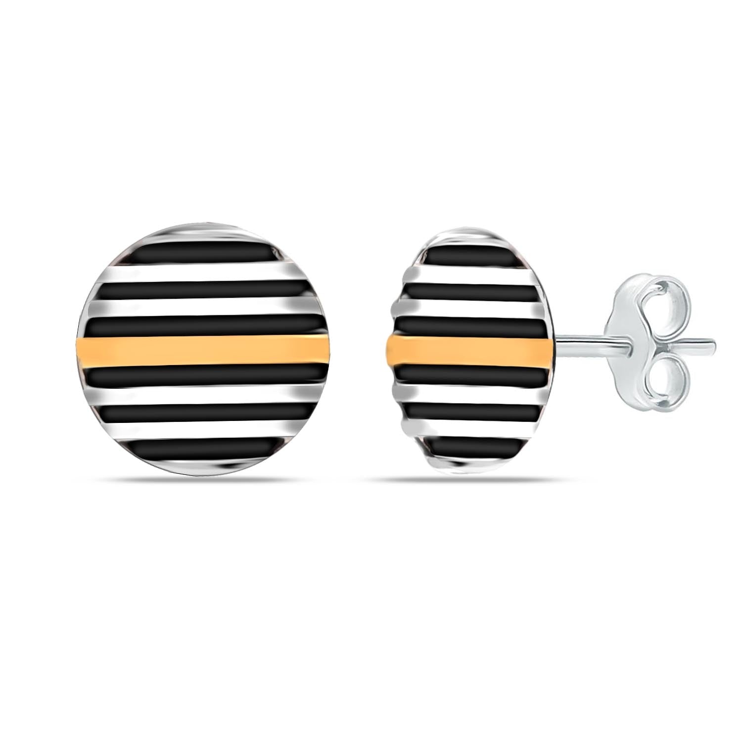 Dual Tone Men's Stud Earring