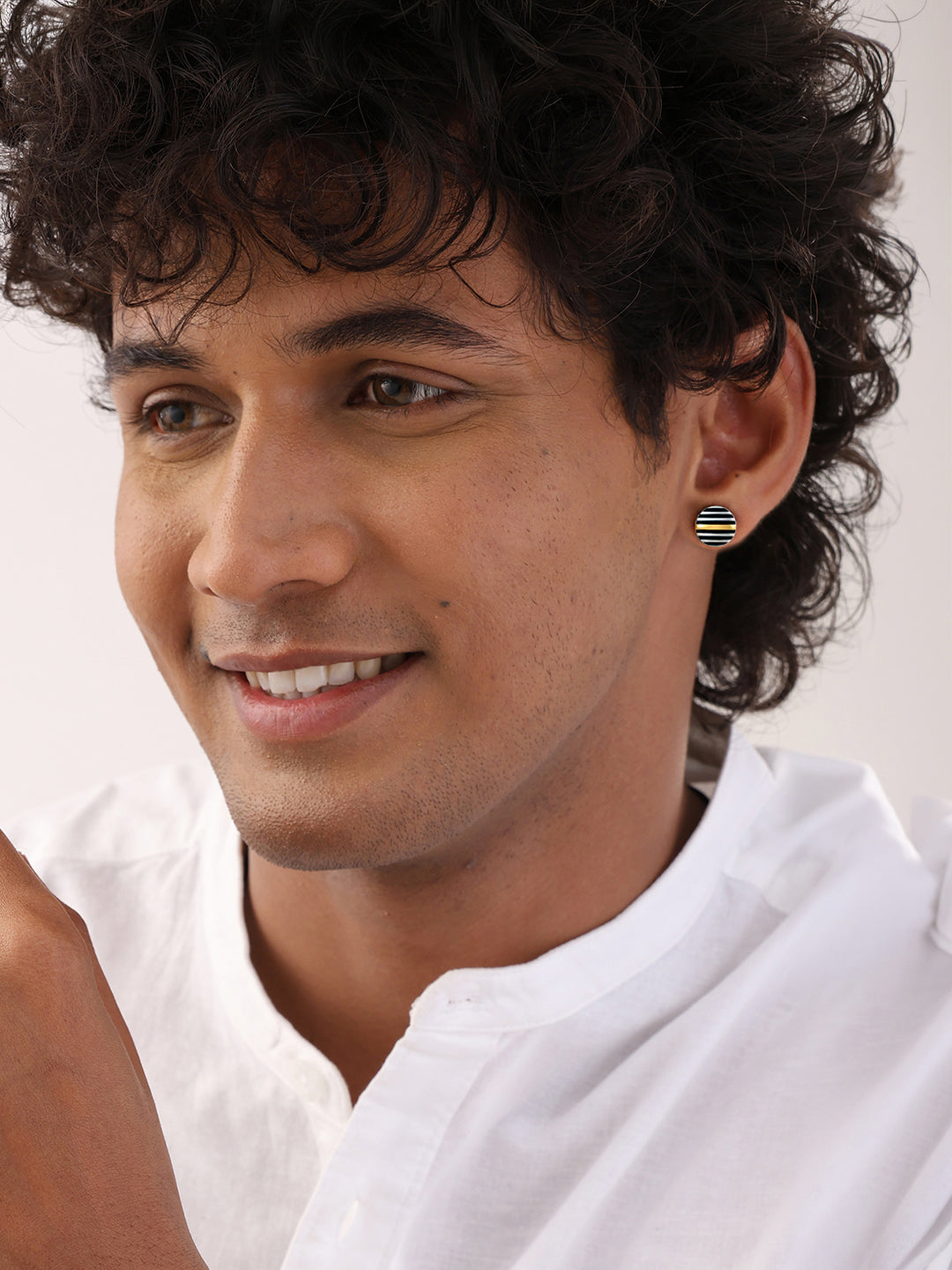 Dual Tone Men's Stud Earring
