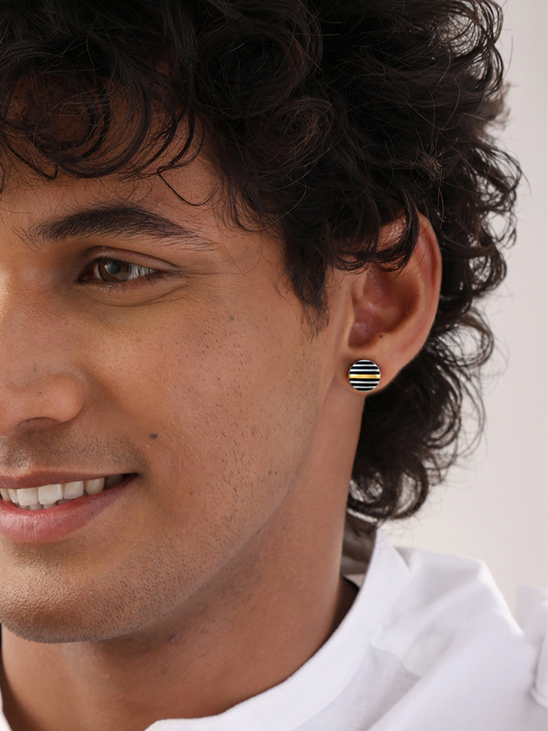 Dual Tone Men's Stud Earring