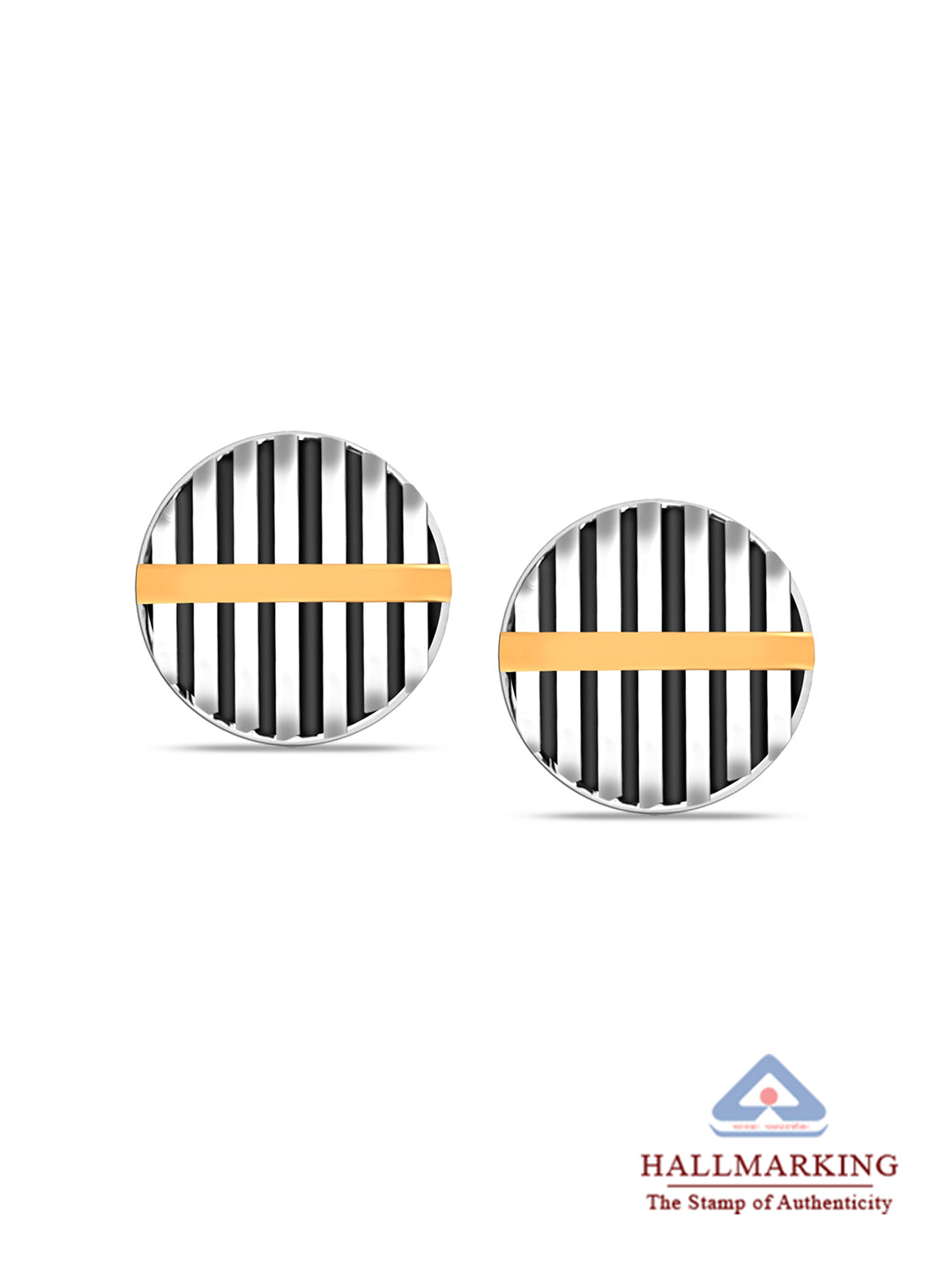 Dual Tone Axis Stud Earrings