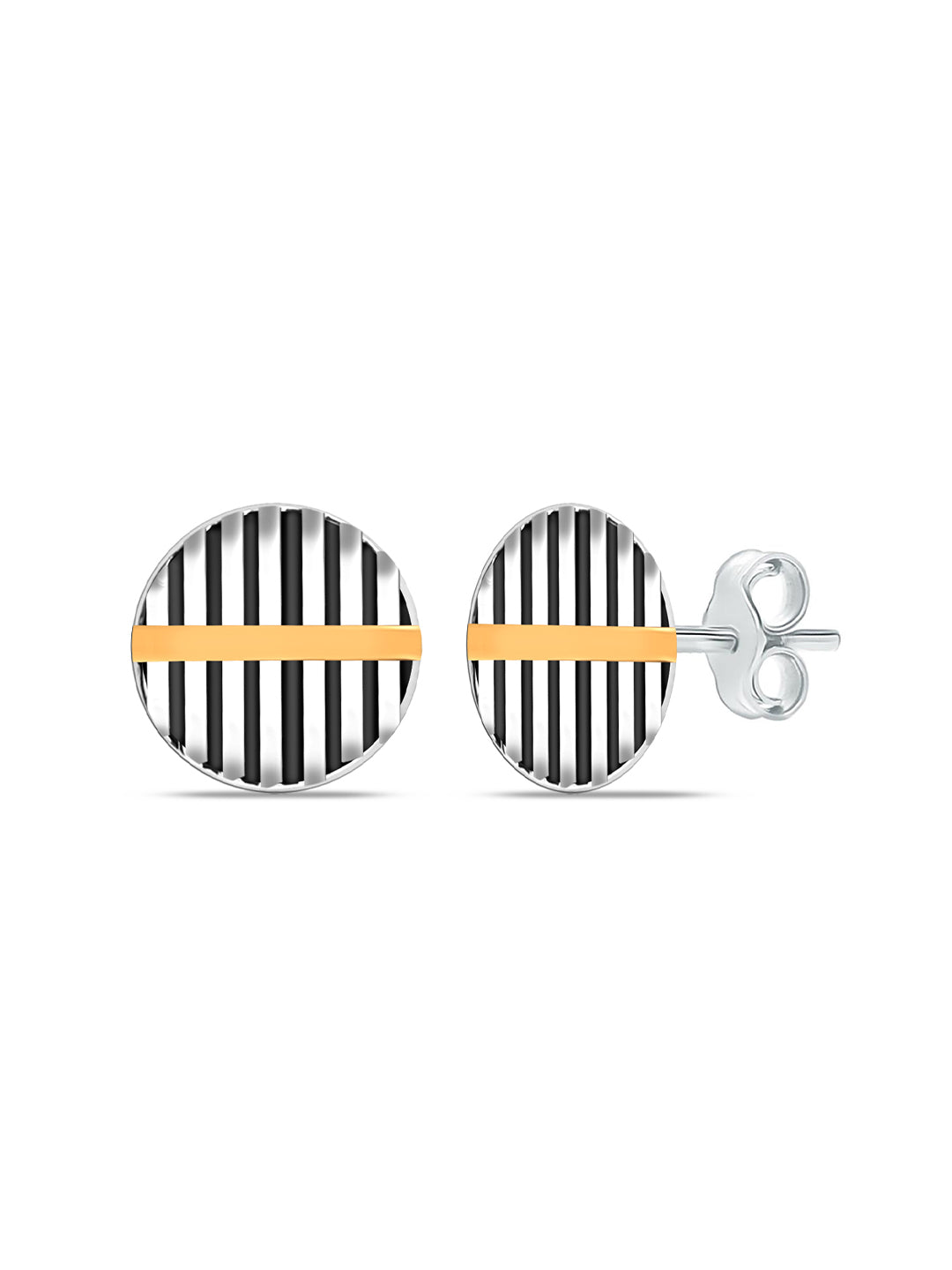 Dual Tone Axis Stud Earrings