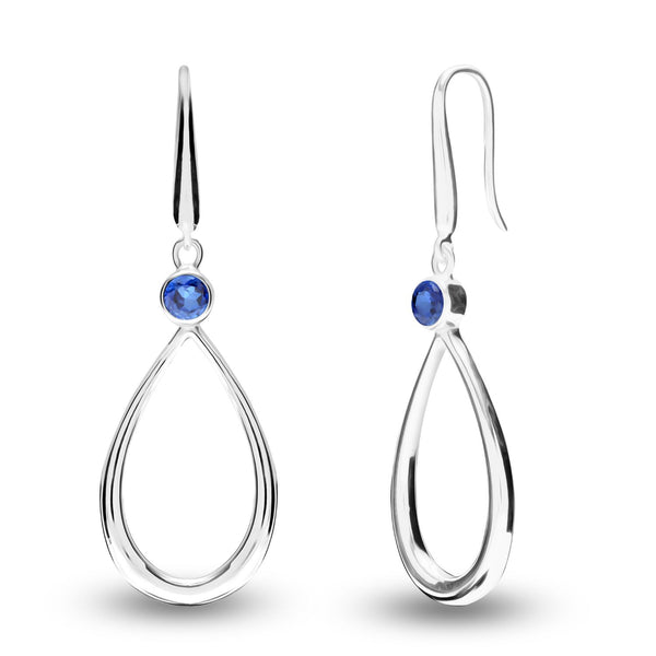 925 Sterling Sliver Blue Sapphire Birthstone Drop Dangle Earrings for Women
