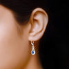 925 Sterling Sliver Birthstone Earrings Women (6 MM Blue Sapphire)