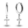 925 Sterling Silver 0.02 Carat Diamond Cross Hoop Earrings for Teen Women