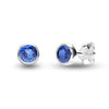 925 Sterling Silver Stud Earrings for Teen Women (4 MM Blue Sapphire Round)