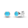 925 Sterling Silver Stud Earrings for Teen Women (4 MM Turquoise Round)