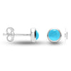 925 Sterling Silver Stud Earrings for Teen Women (4 MM Turquoise Round)