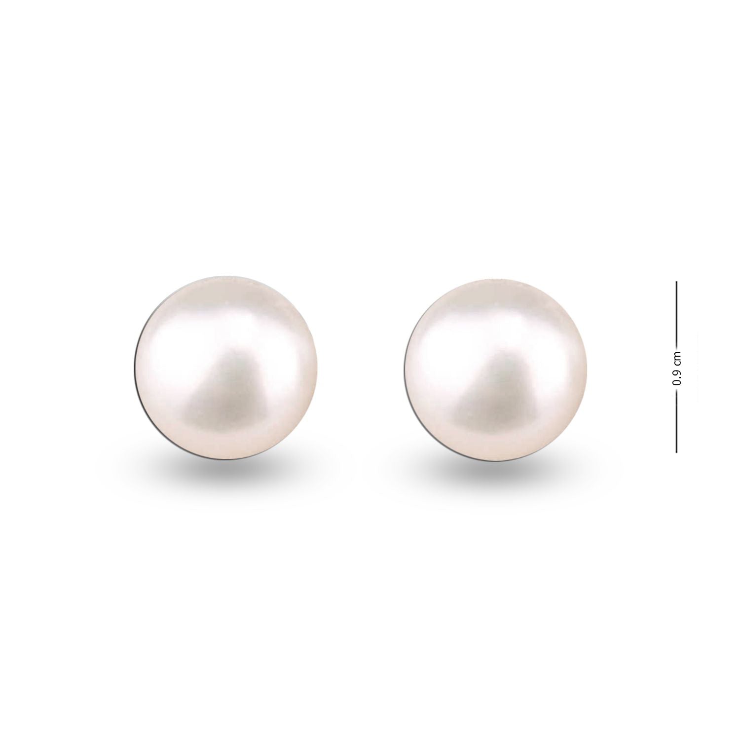 925 Sterling Silver 9 MM Pearl Stud Round Earrings for Women