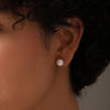925 Sterling Silver Half Round 9 MM Pearl Stud Earrings for Teen Women