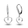 925 Sterling Silver 0.15 Carat Diamond Heart Dangle Earrings for Teen Women