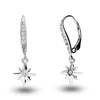 925 Sterling Silver 0.15 Carat Diamond Star Dangle Earrings for Teen Women