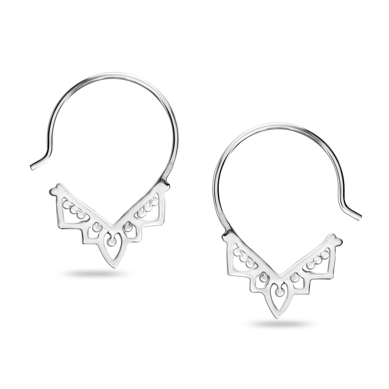 925 Sterling Silver Jewellery Antique Balinese Tribal Hoop Earrings for Women Girl