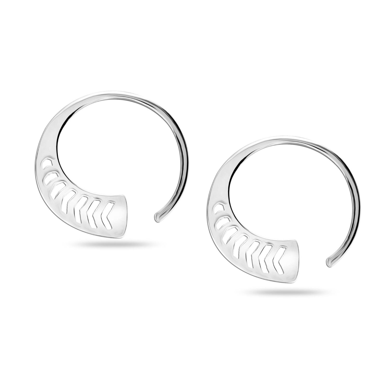 925 Sterling Silver Chevron Hoop Earrings for Teen Women