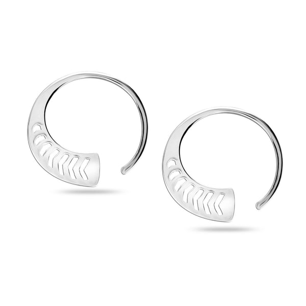 925 Sterling Silver Chevron Hoop Earrings for Teen Women