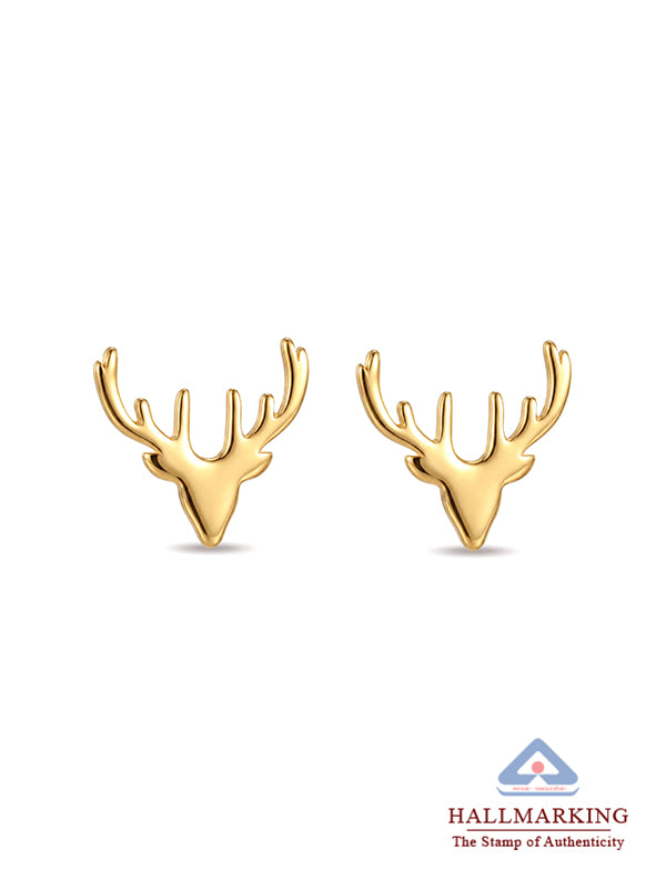 Golden Antler Stud Earrings