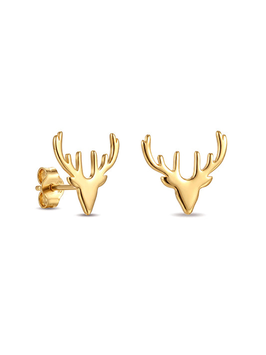 Golden Antler Stud Earrings