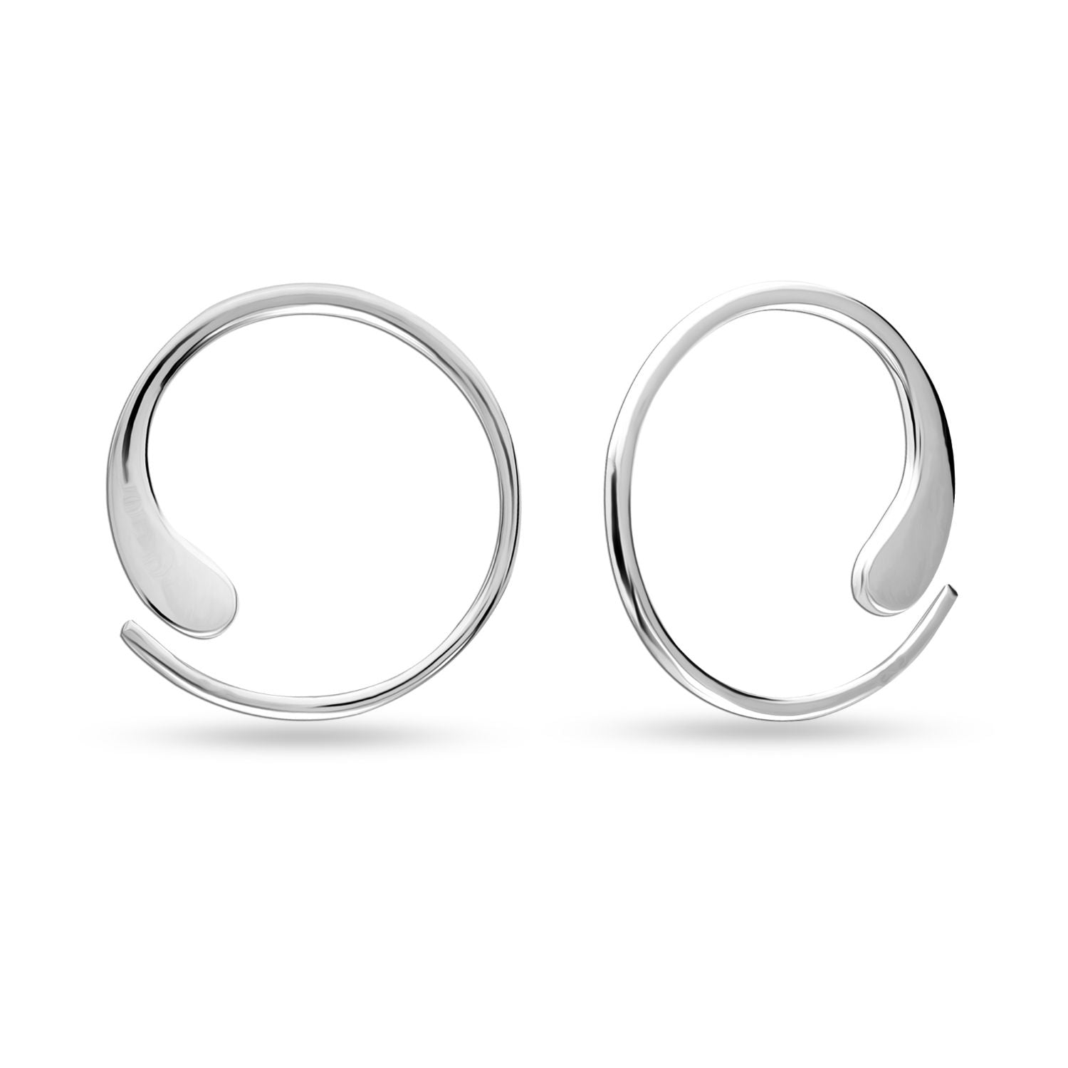 925 Sterling Silver Wire Pull Through Hoop Earrings for Teen Women