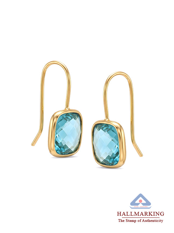 Golden Blue Topaz Drop Earrings