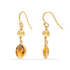 925 Sterling Silver Gold-Plated Bead Drop Dangle Earrings for Women, Citrine Natural Birthstone Earring
