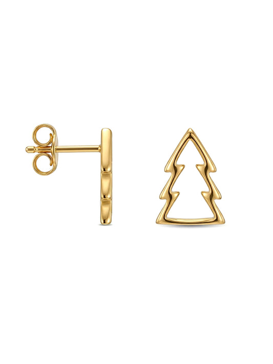 Golden Noel Tree Stud Earrings