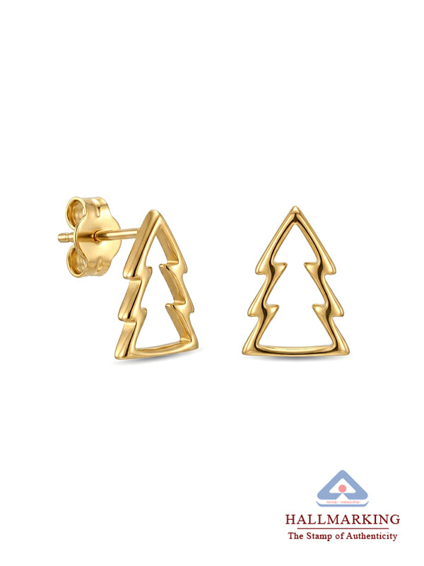 Golden Noel Tree Stud Earrings