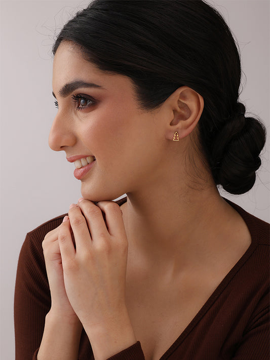 Golden Noel Tree Stud Earrings