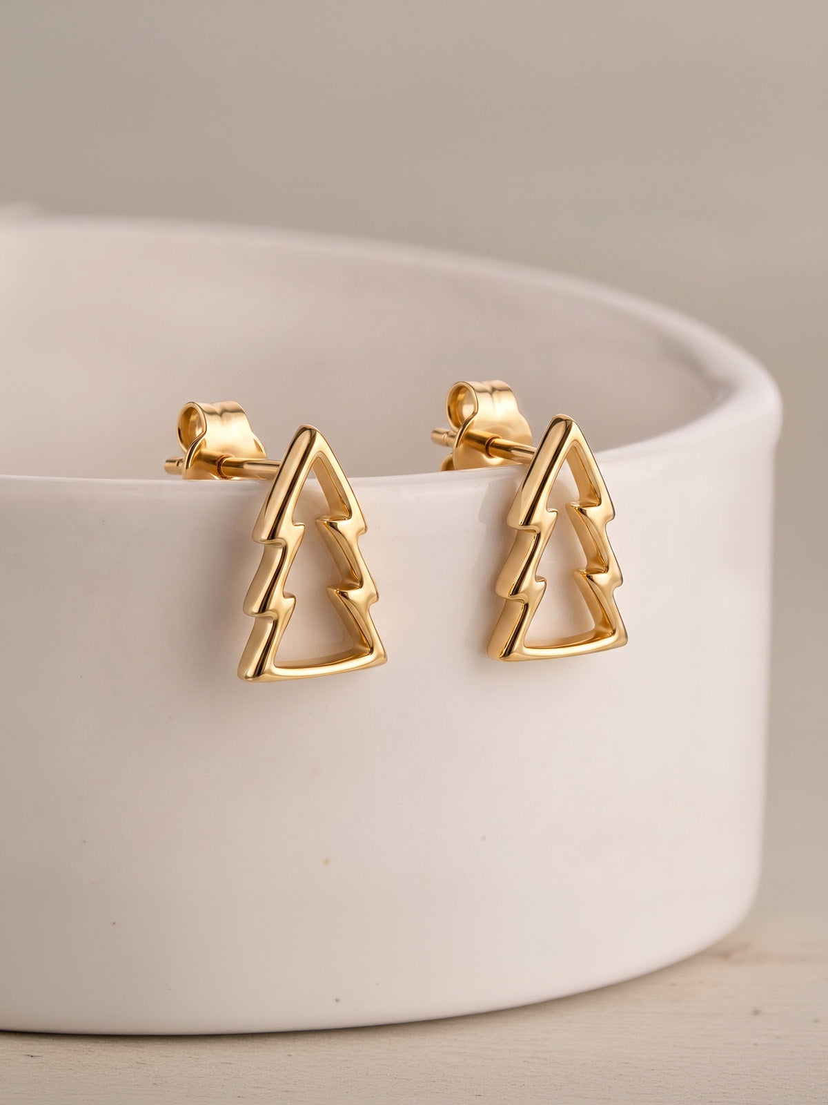 Golden Noel Tree Stud Earrings