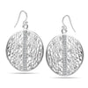 925 Sterling Silver Cubic Zirconia French Wire Medium Floral Filigree Drop Dangle Earrings for Women