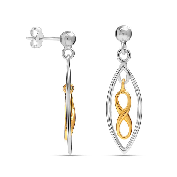 925 Sterling Silver Medium Two-Tone Twisted Lightweight Infinity Drop Dangle Earrings for Women