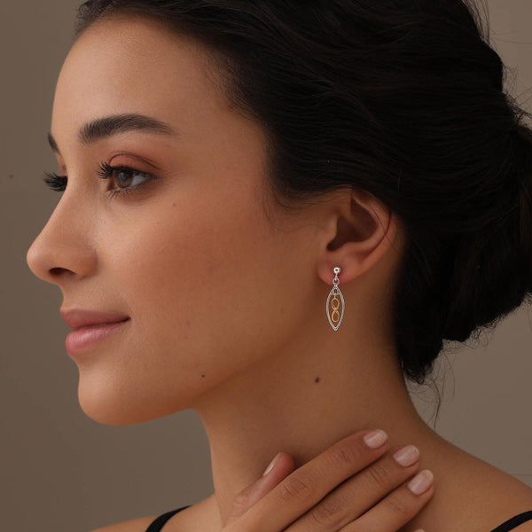 925 Sterling Silver Medium Two-Tone Twisted Lightweight Infinity Drop Dangle Earrings for Women