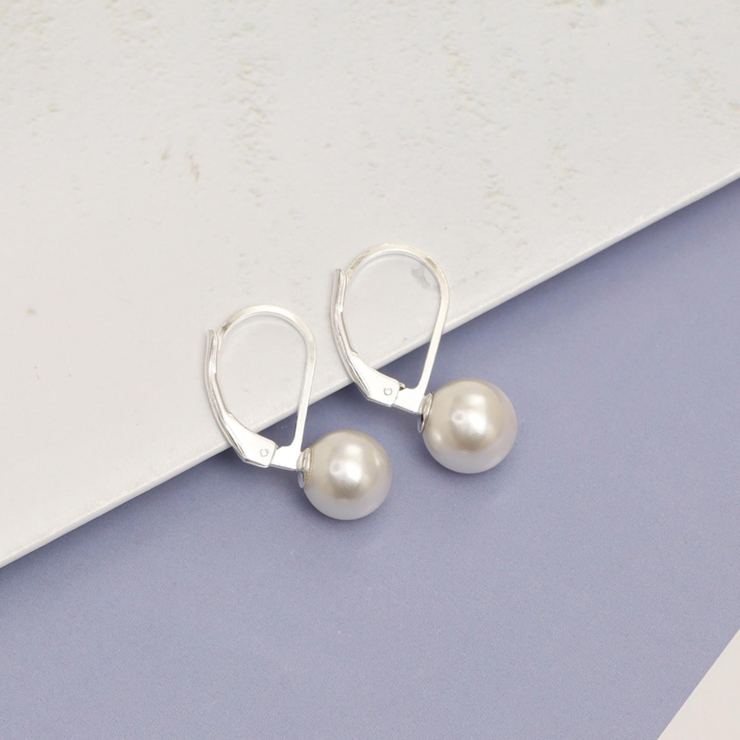 925 Sterling Silver Freshwater Pearl Leverback Earring for Women and Teen