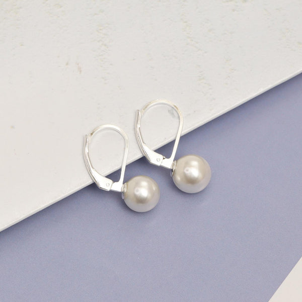 925 Sterling Silver Simulated Pearl Leverback Earring for Women and Teen