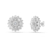 925 Sterling Silver Diamond Stud Earrings Sunflower 0.01 Ct Diamonds Earring for Women