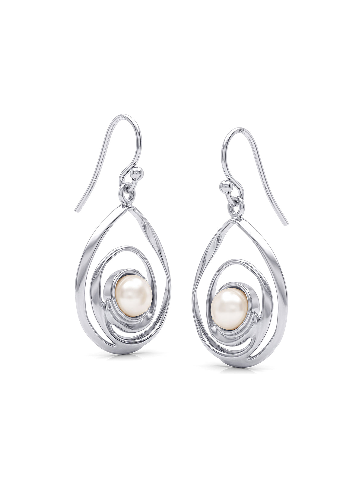 Swirl Teardrop Pearl Earrings