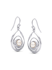 Swirl Teardrop Pearl Earrings