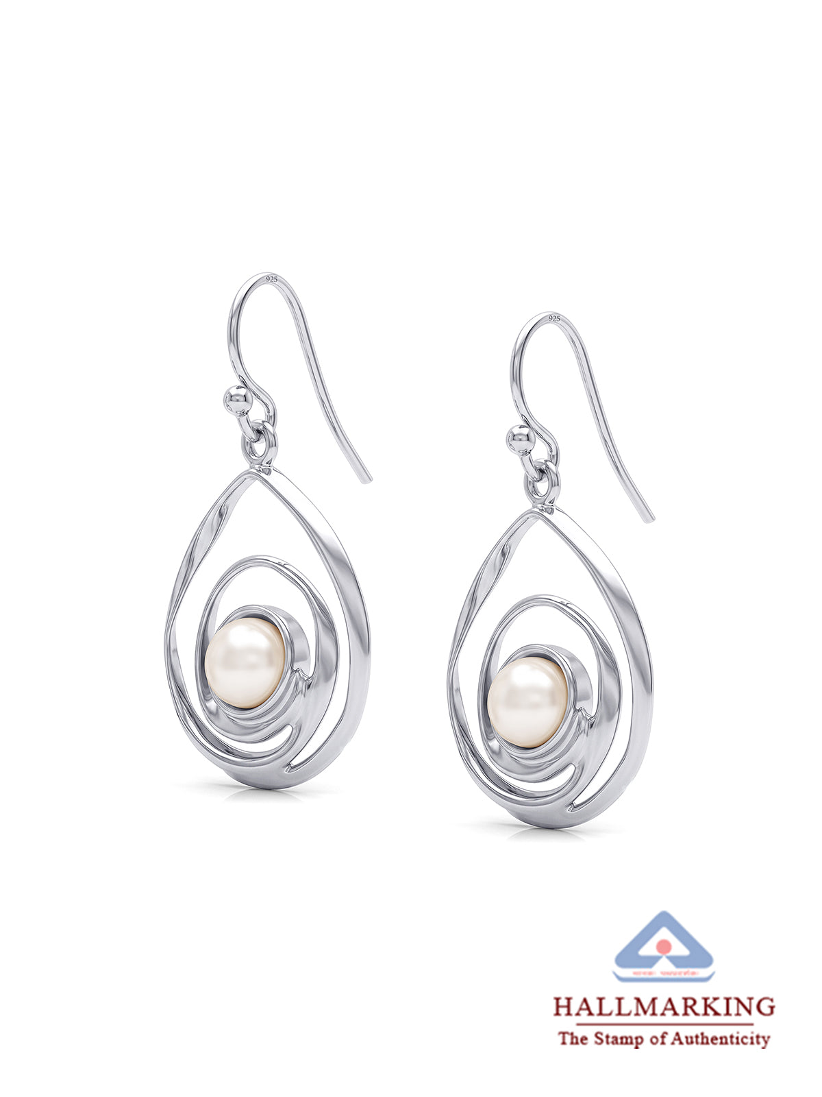 Swirl Teardrop Pearl Earrings