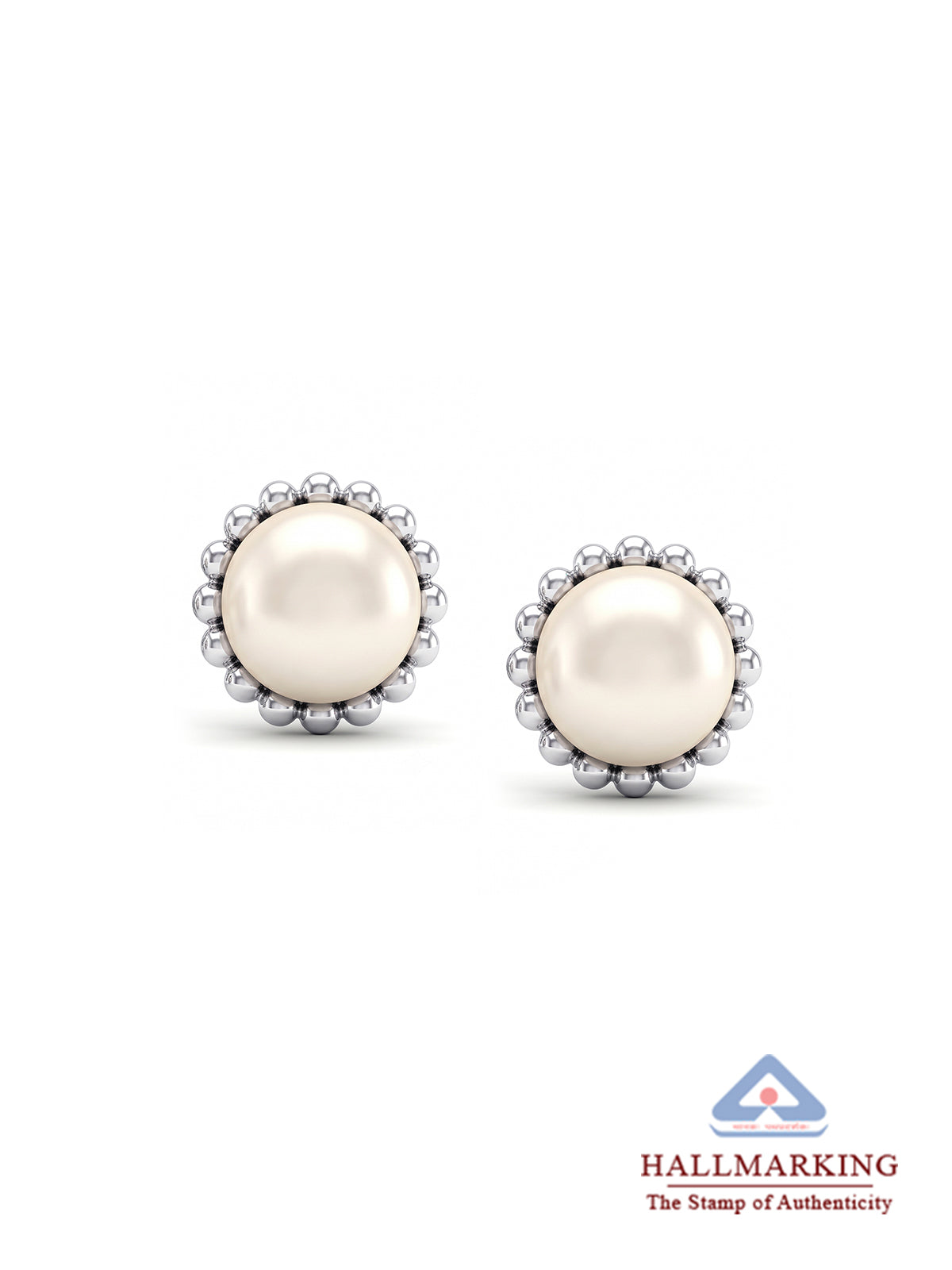 Beaded Border Pearl Studs