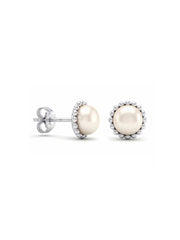Beaded Border Pearl Studs