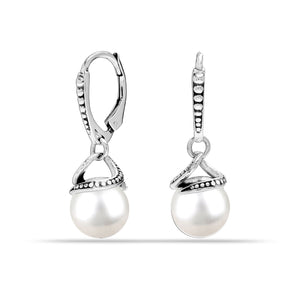 Buy 925 Silver Flower White Pearl Studs Online  Jpearlscom