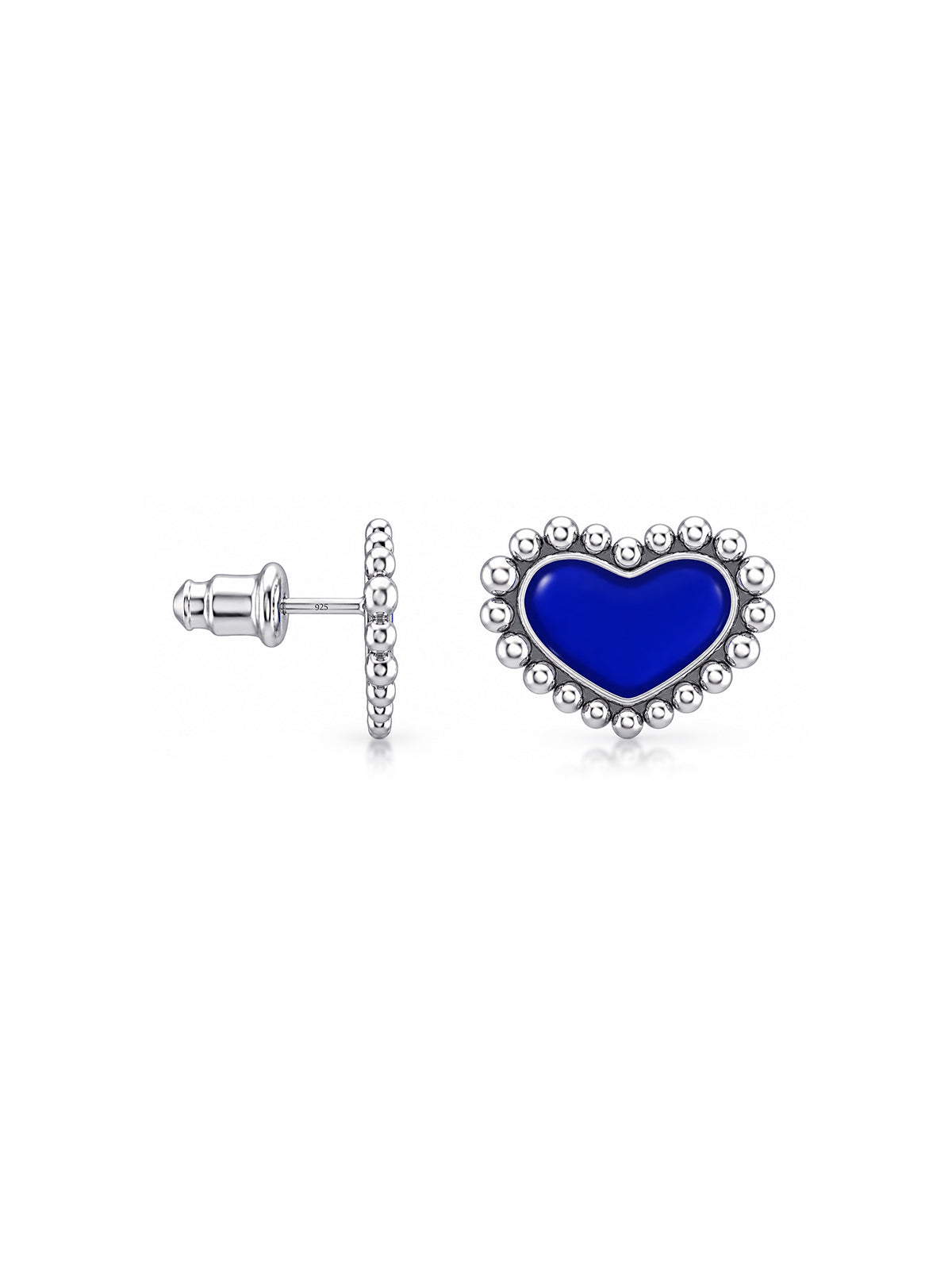 Blue Heart Stud Earrings