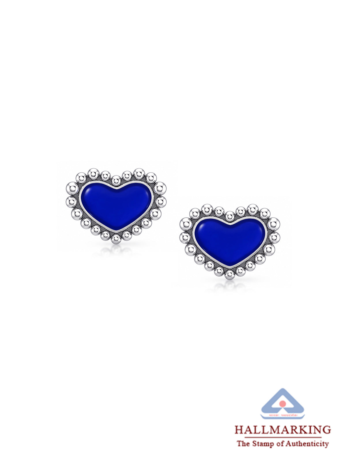 Blue Heart Stud Earrings