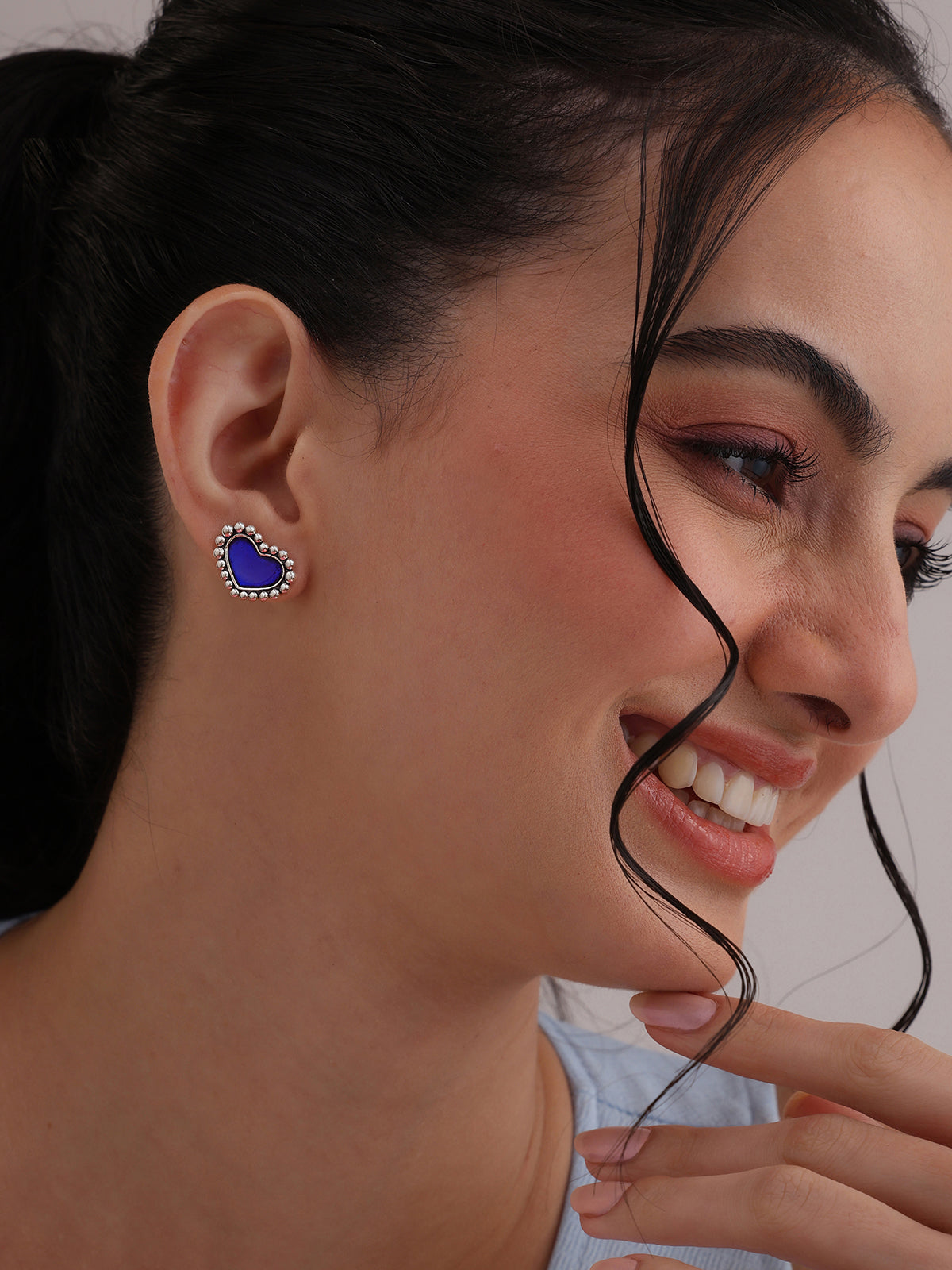 Blue Heart Stud Earrings