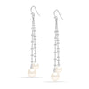 925 Sterling Silver Pearl Threader Tassel Long Chain Drop Dangler Earrings for Women Teen
