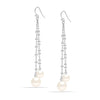 925 Sterling Silver Pearl Threader Tassel Long Chain Drop Dangler Earrings for Women Teen