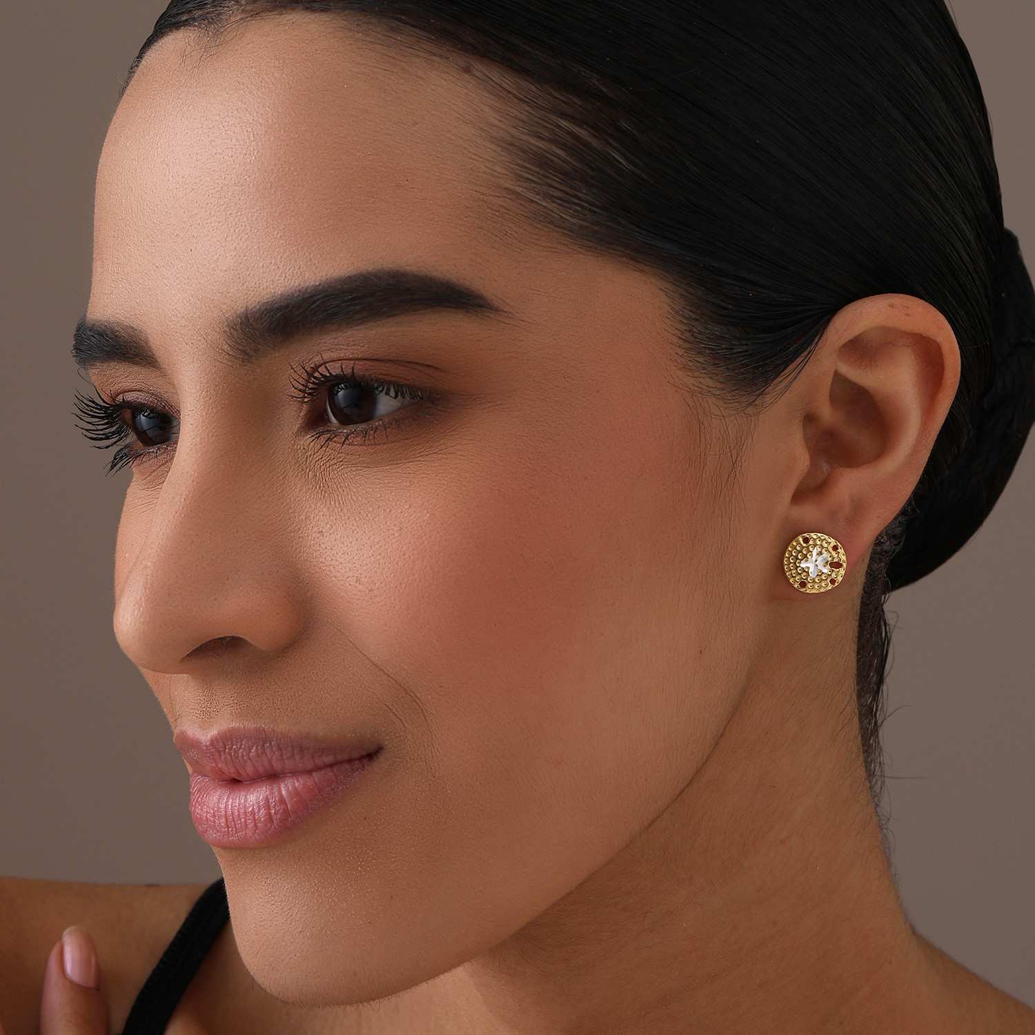 925 Sterling Silver 14K Gold-Plated Ocean Sea Life Stud Earrings for Women Teen