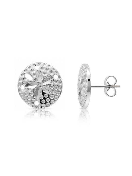 Round Dome Shape Textured Silver Stud Earrings